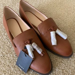 NWT Zara brown loafers size 8/EU 39
